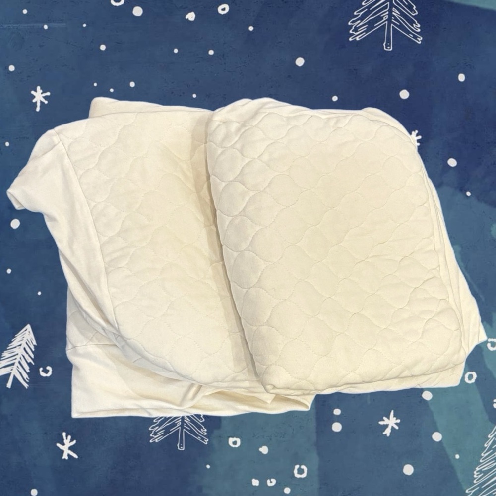 Set of 2 Waterproof Quilted Crib Size Fitted Mattress Cover w/ Organic Cotton - Picture 2 of 3